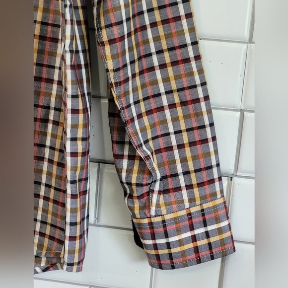 TASSO ELBA Mens Long Sleeve Button Front Shirt 100% Cotton Gray Plaid Stripe C - Picture 4 of 8